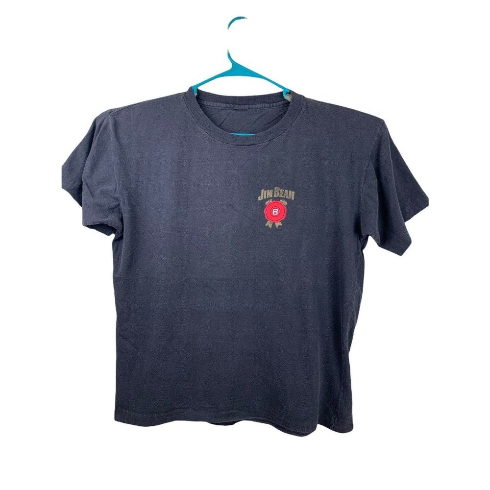 vtg 90s single stitch t-shirt Medium Jim Beam bourbon whiskey bar black